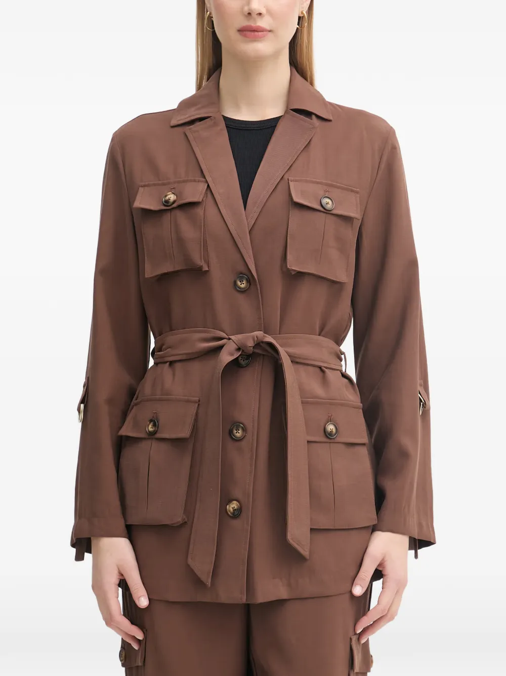 Gaudi belted multi-pocket jacket - Marrone