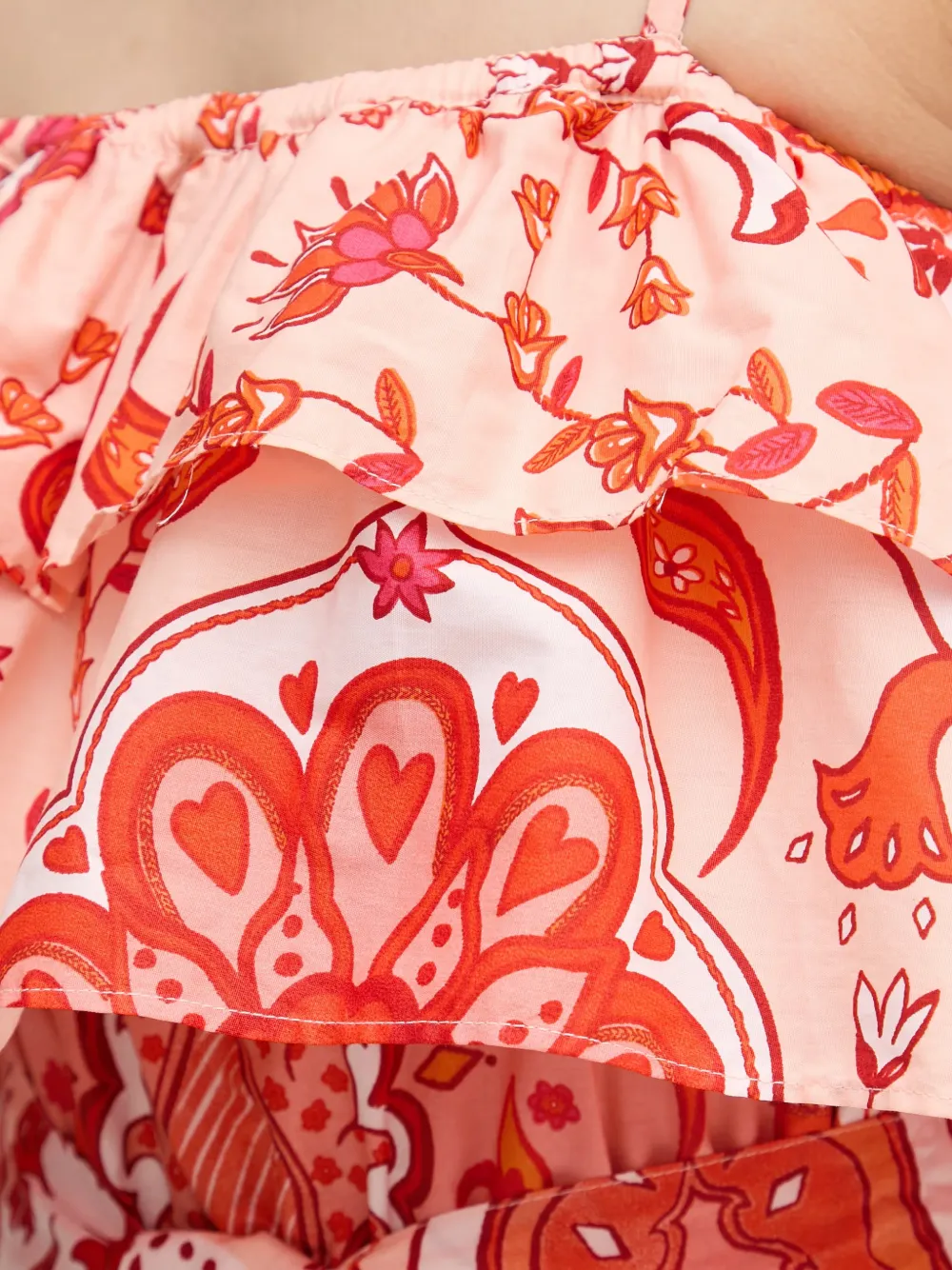 Gaudi Midi-jurk met paisley-print en ruches Roze