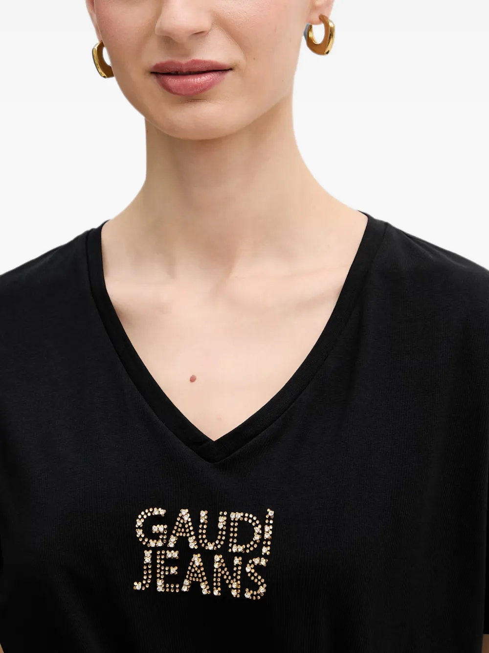 Gaudi T-shirt verfraaid met logo en geknoopt detail Zwart