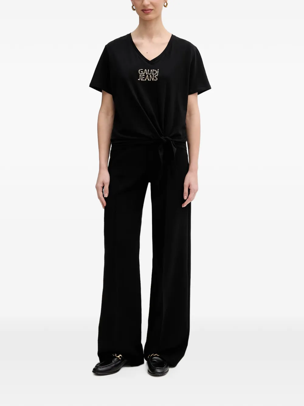 Gaudi T-shirt verfraaid met logo en geknoopt detail Zwart