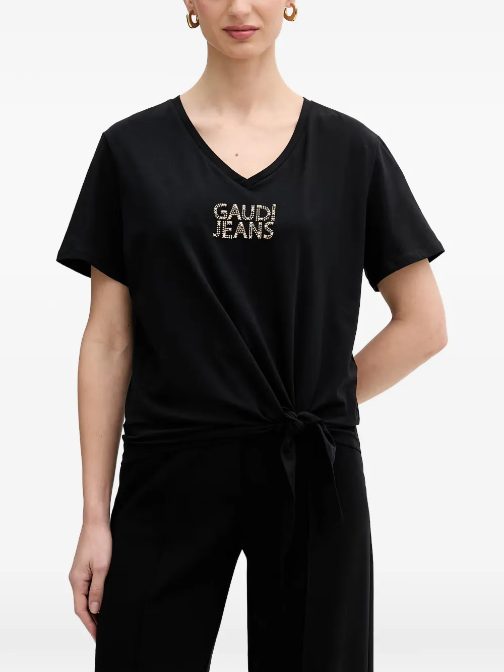 Gaudi logo-embellished knot-detail T-shirt - Nero