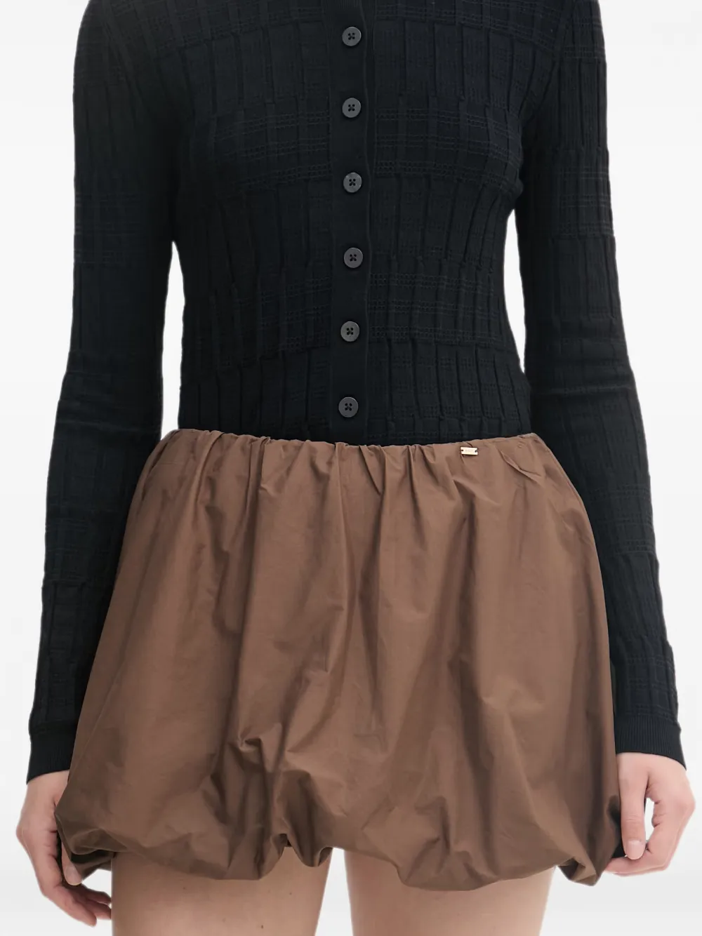 Gaudi gathered puff-hem mini skirt - Marrone