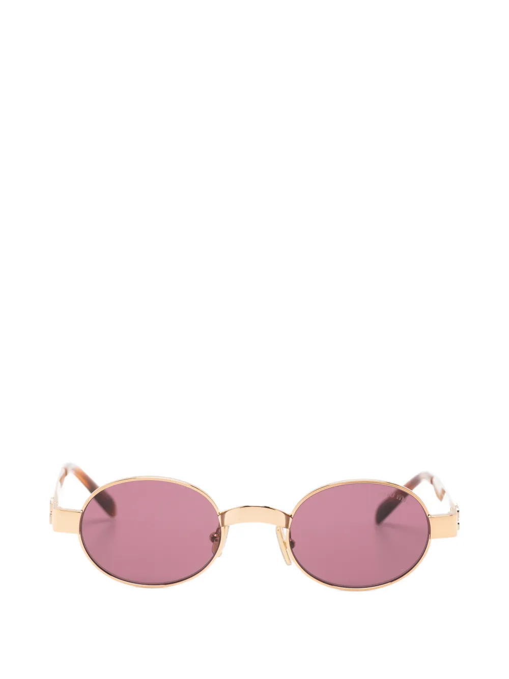 Miu Miu Eyewear logo-plaque oval-frame sunglasses - Oro