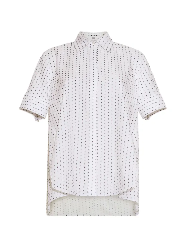 Adam Lippes Trapeze Embroidered Shirt in White