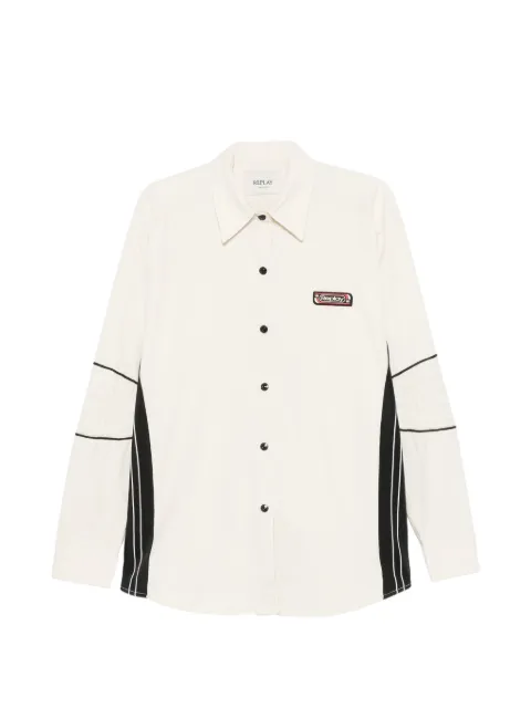 Replay logo-patch panelled shirt