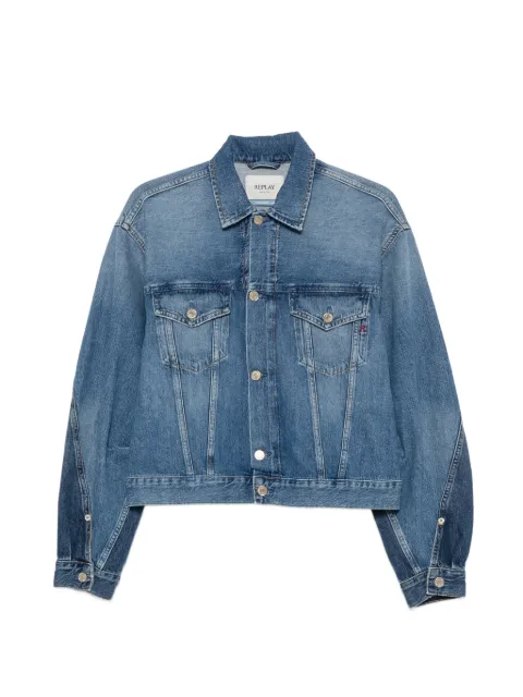 Replay panelled curved-sleeve denim jacket