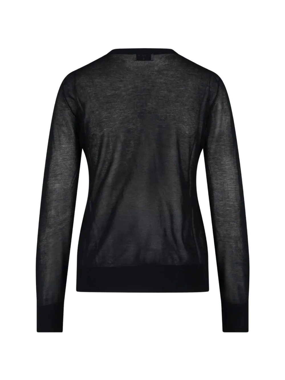  Filippa K T-shirt En Maille De Coton à Effet De Transparence à Manches Longues Et Col Tunisien - Noir 