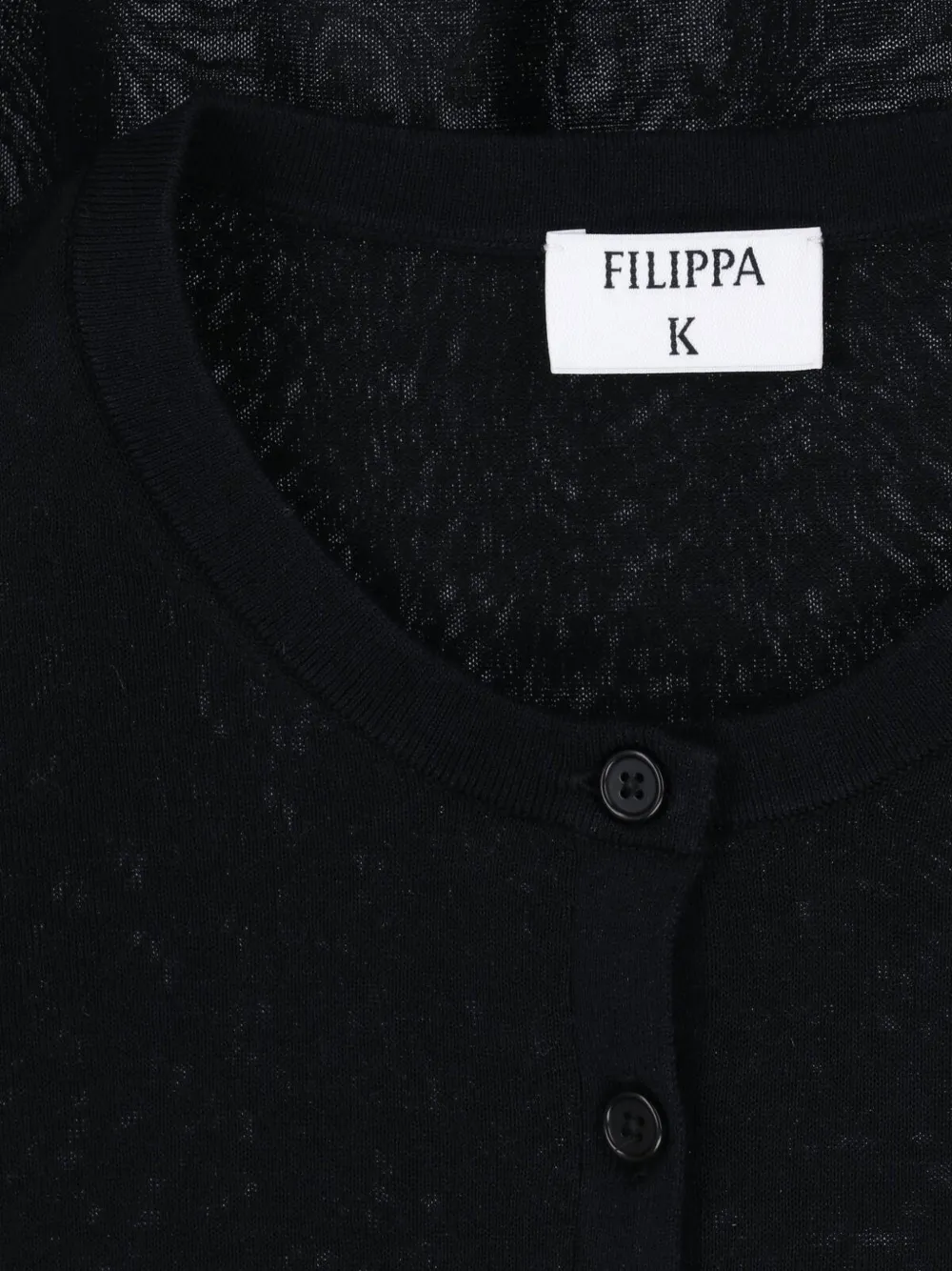  Filippa K T-shirt En Maille De Coton à Effet De Transparence à Manches Longues Et Col Tunisien - Noir 