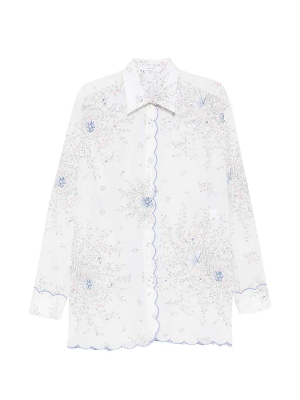 Julie Kegels floral-print scalloped-edge shirt - Weiß