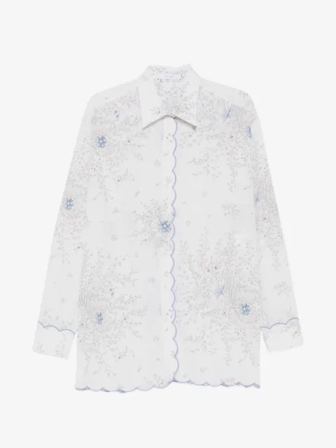 Julie Kegels camisa con estampado floral y bordes festoneados
