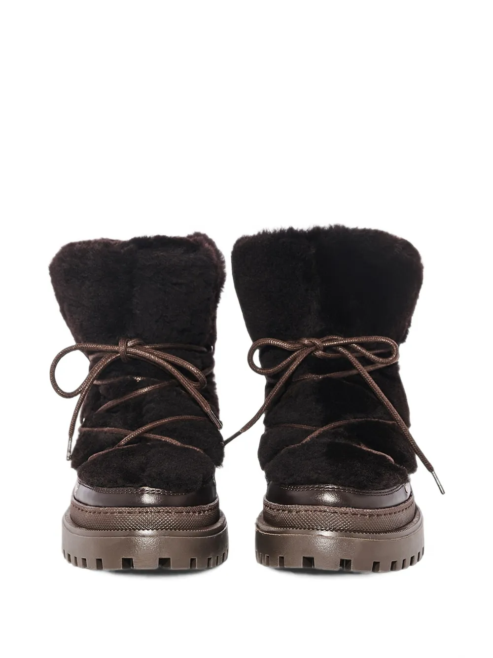Yves Salomon Lace-up Shearling Boots in Brown, view 2