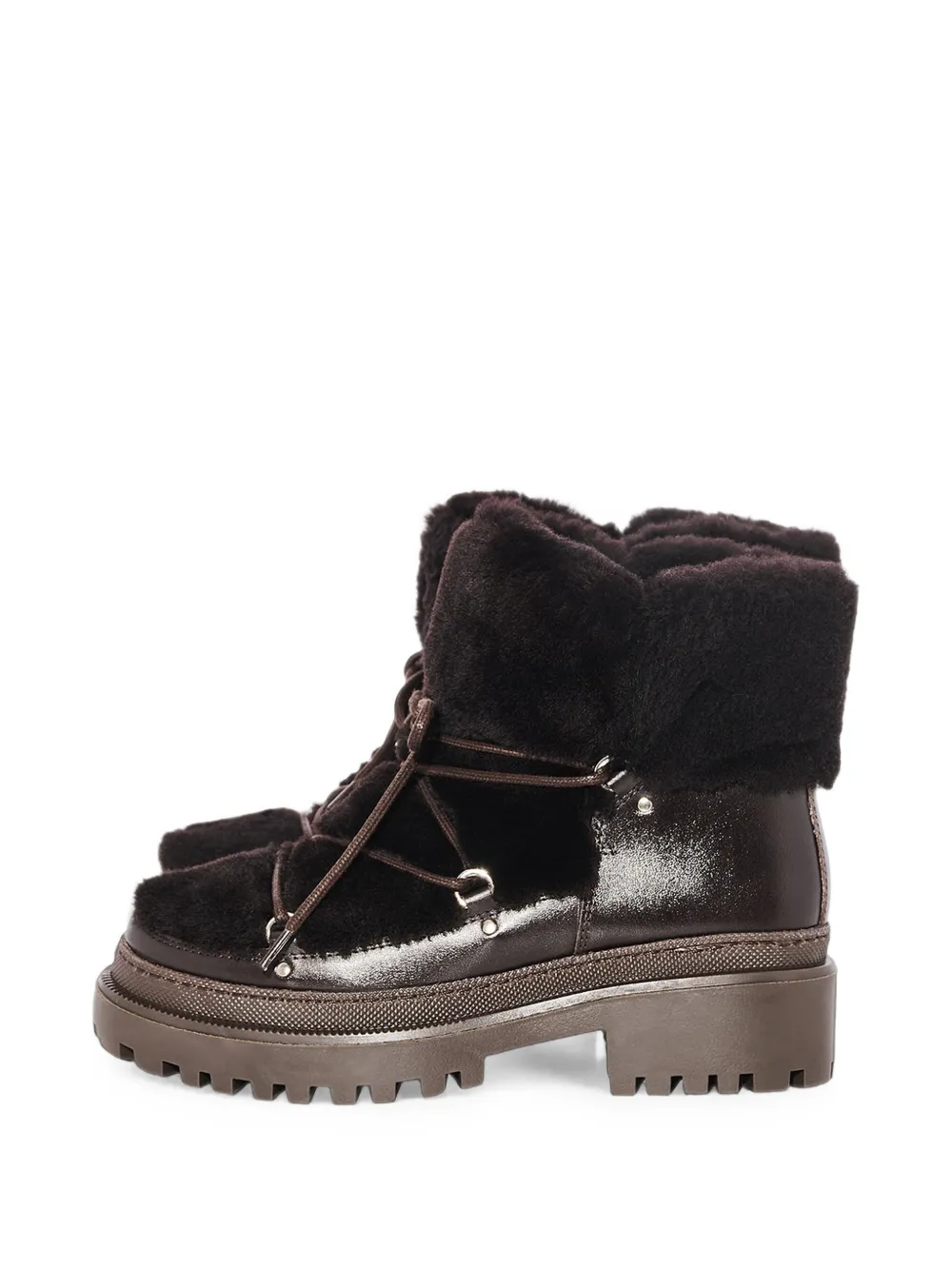Yves Salomon Lace-up Shearling Boots in Brown