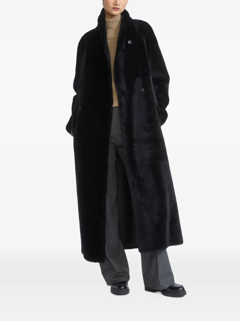 Yves Salomon Lammy coat Zwart