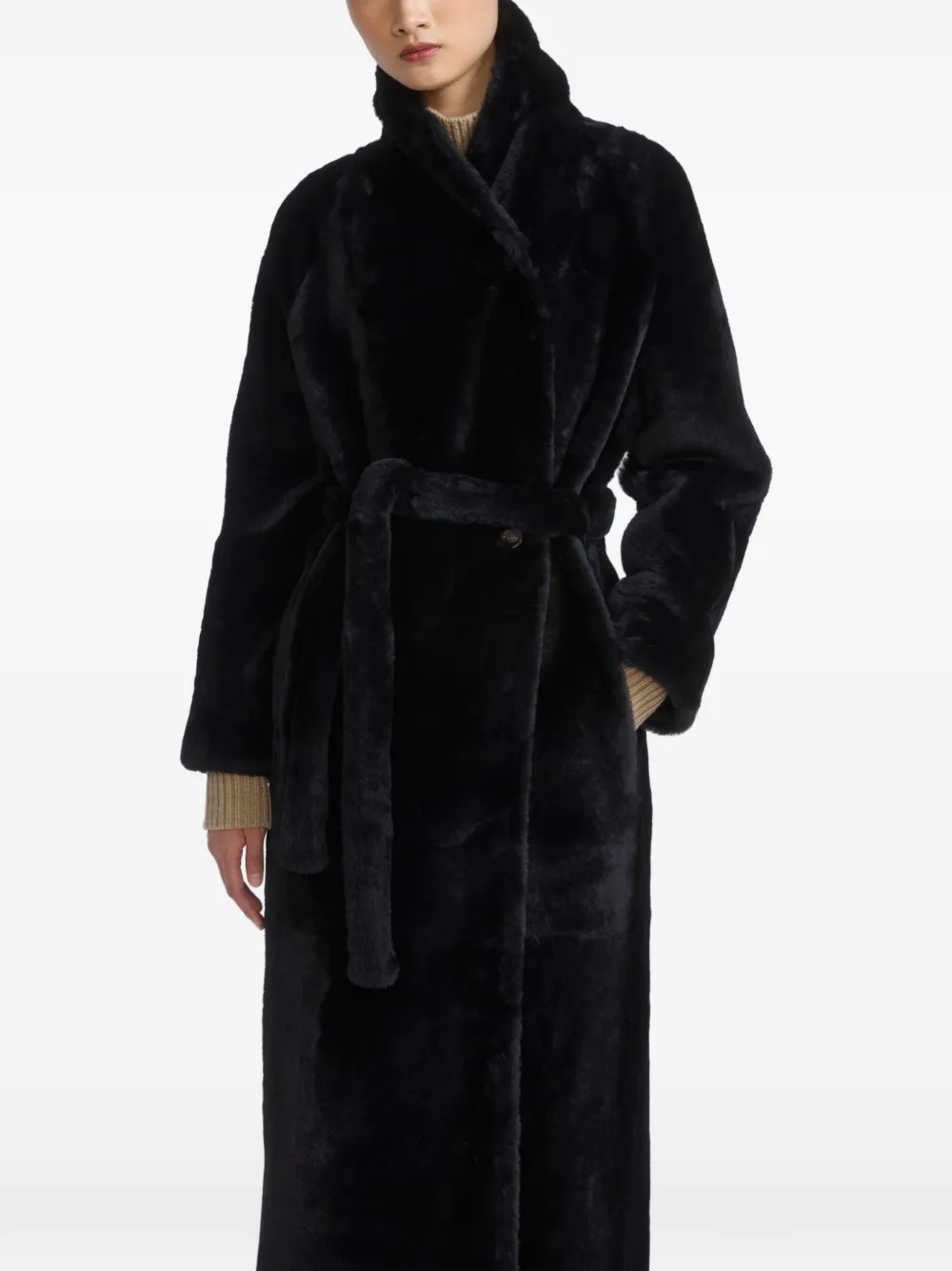 Yves Salomon Lammy coat Zwart
