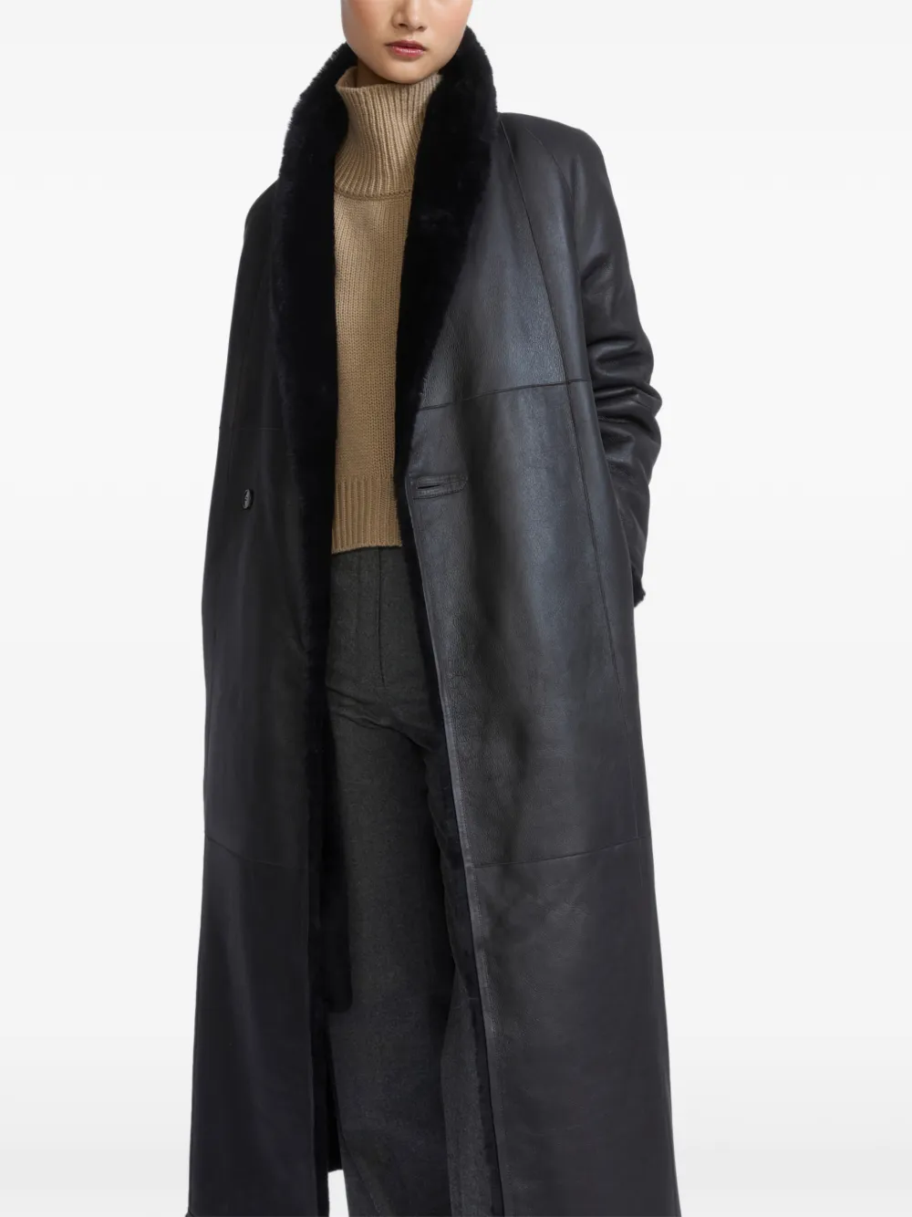 Yves Salomon Lammy coat Zwart