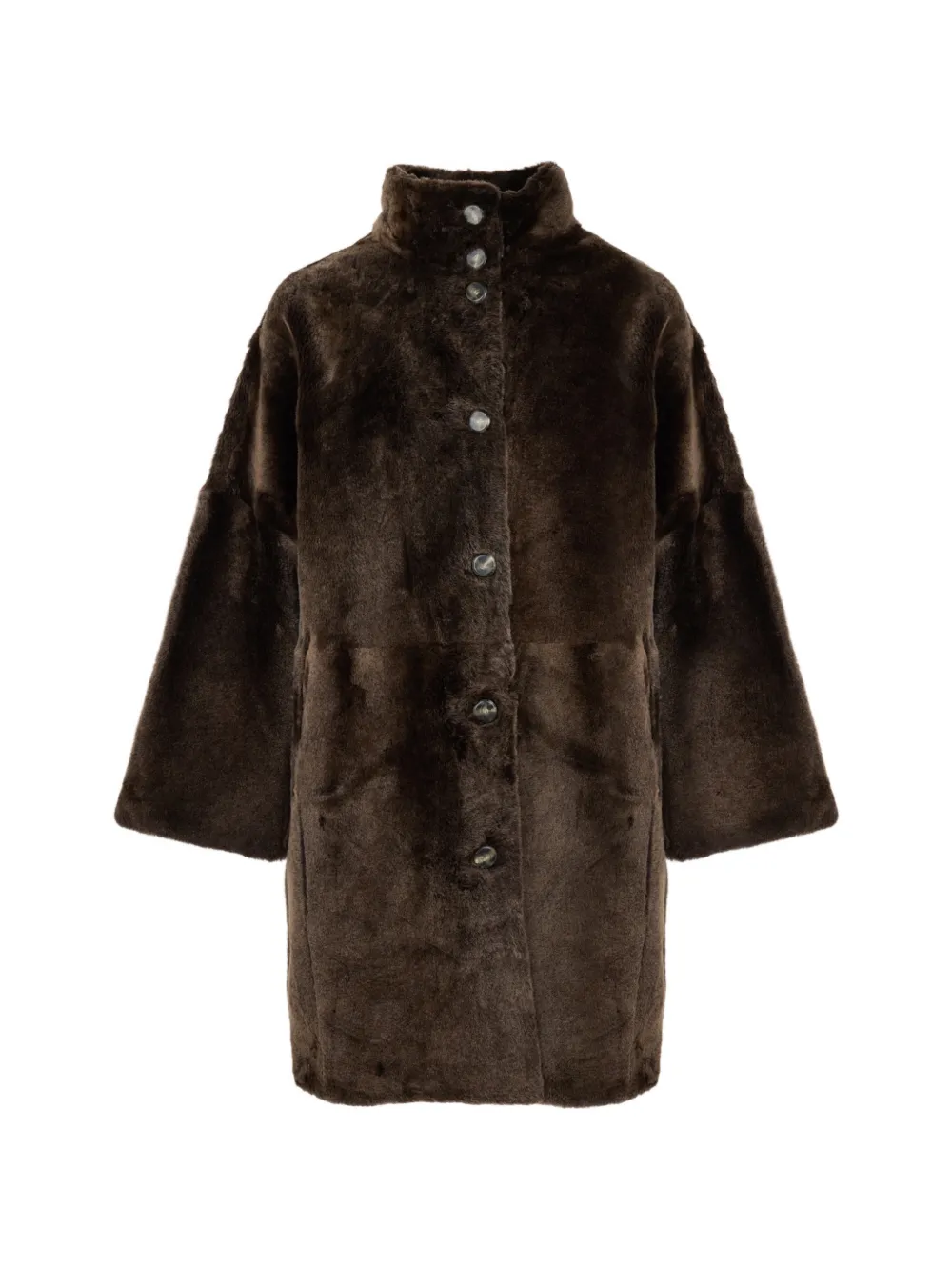 Yves Salomon oversized shearling coat - Marrone