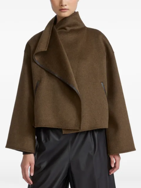 Yves Salomon leather-trimmed wool jacket
