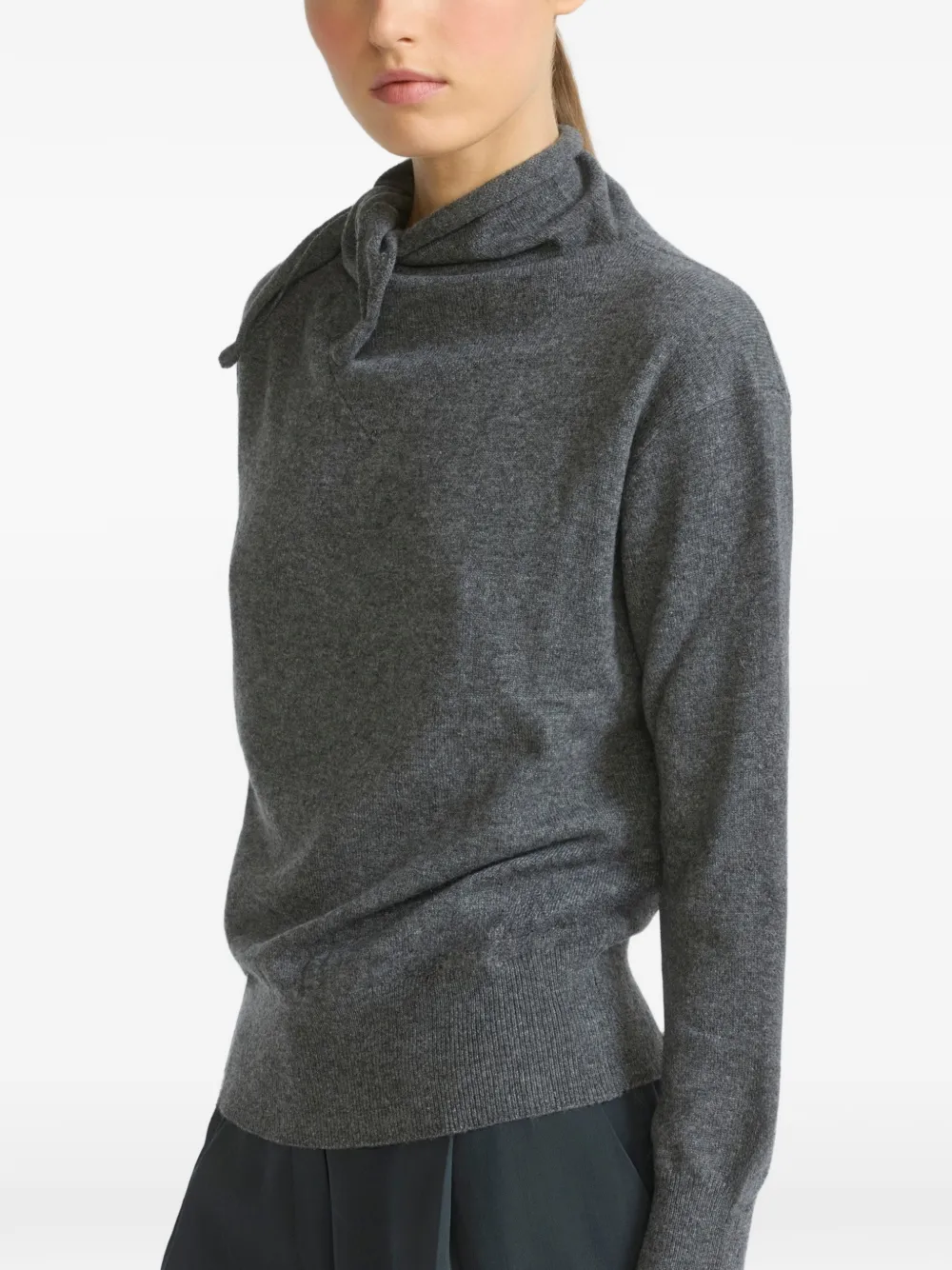 Yves Salomon scarf-collar cashmere sweater - Grigio