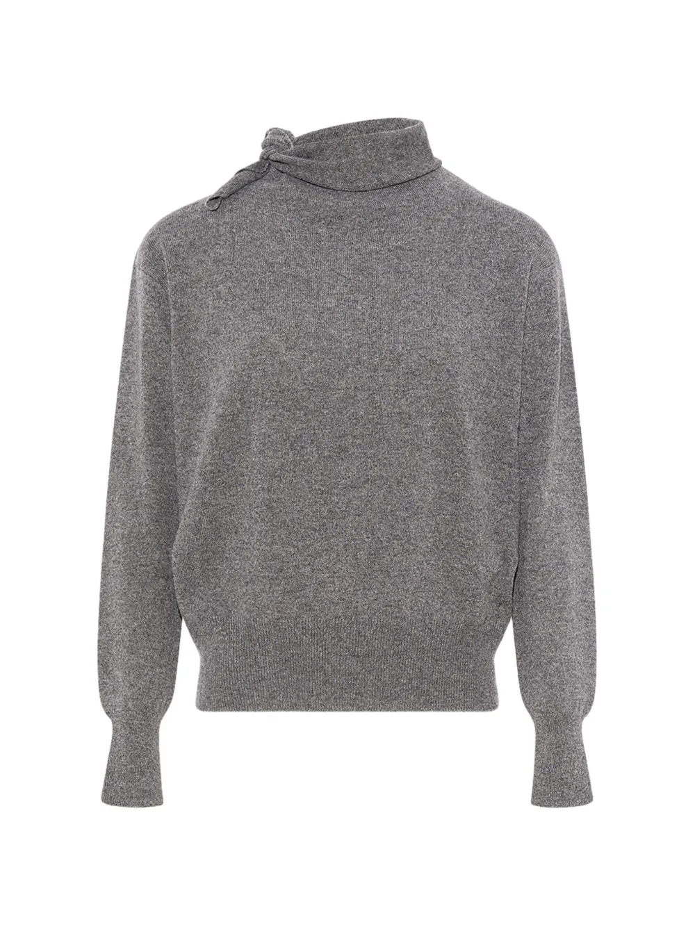 Yves Salomon Scarf-collar Cashmere Sweater in Grey, view 4