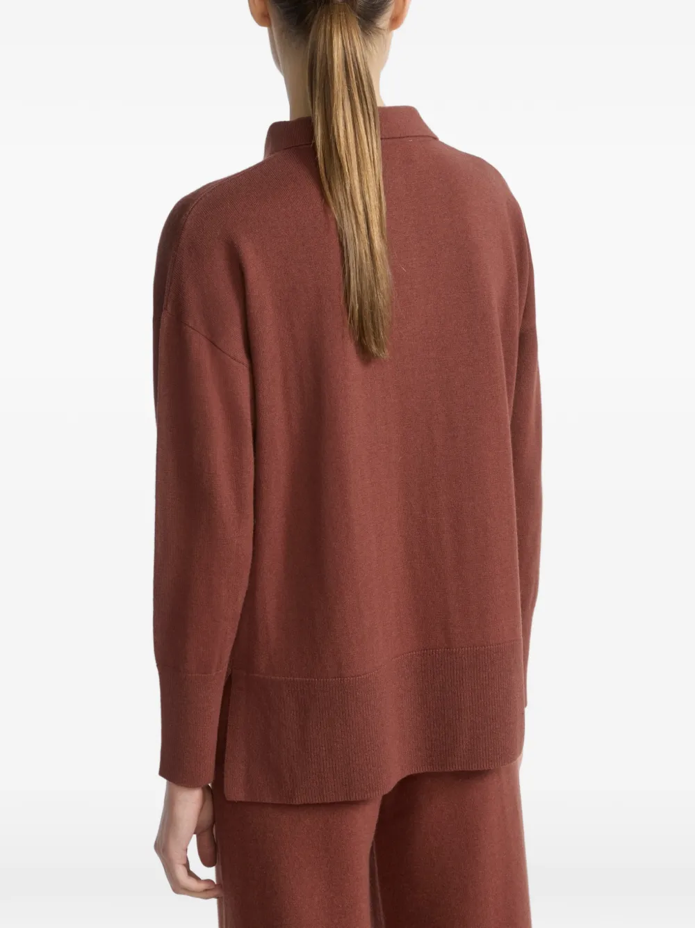Yves Salomon Polo-collar Sweater in Brown, view 3