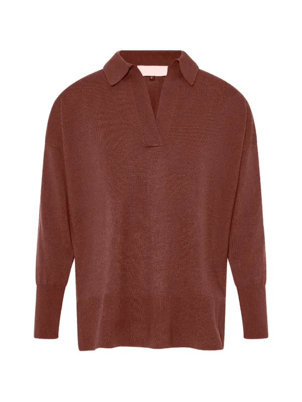 Yves Salomon Polo-collar Sweater in Brown