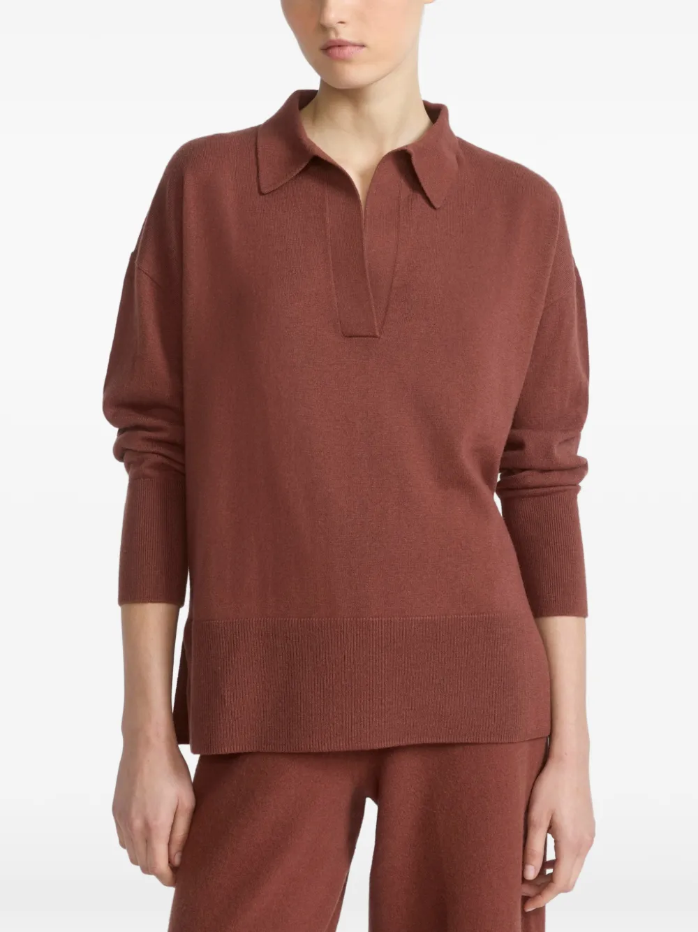 Yves Salomon Polo-collar Sweater in Brown, view 2
