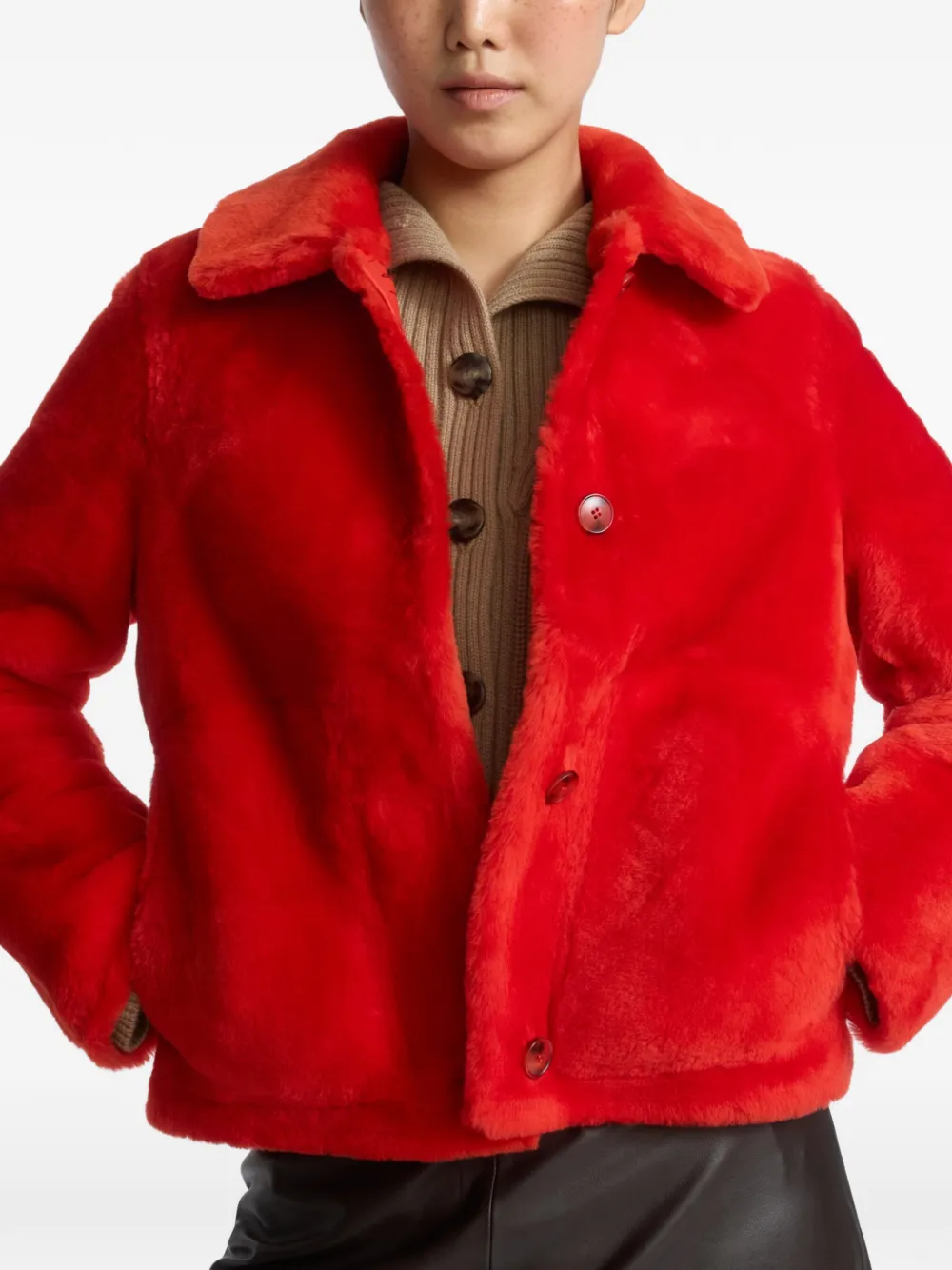 Yves Salomon Lammy coat Rood