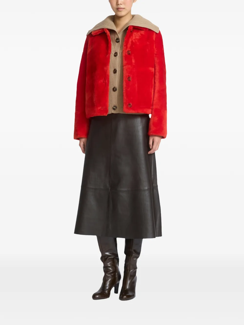 Yves Salomon Lammy coat Rood