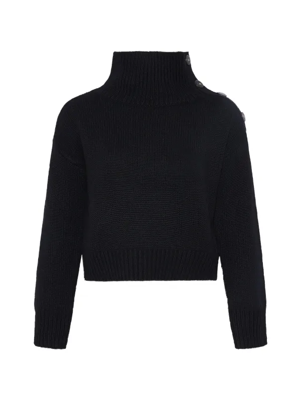 Yves Salomon Button-shoulder Oversized Sweater in Black