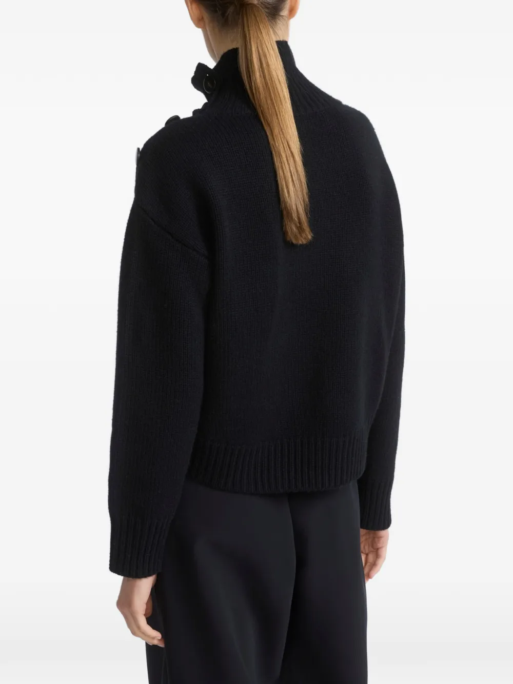 Yves Salomon Oversized trui met knoopschouders Zwart