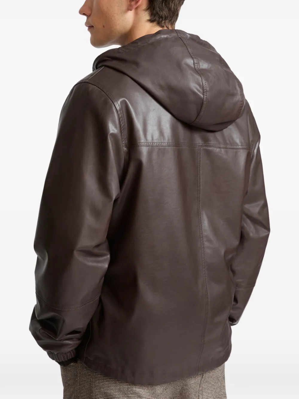 Yves Salomon Omkeerbare hoodie van kalfsleer Bruin
