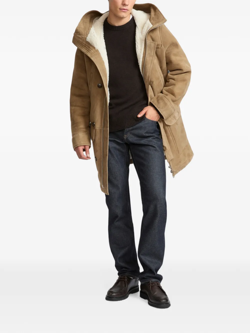 Yves Salomon Parka met capuchon Beige