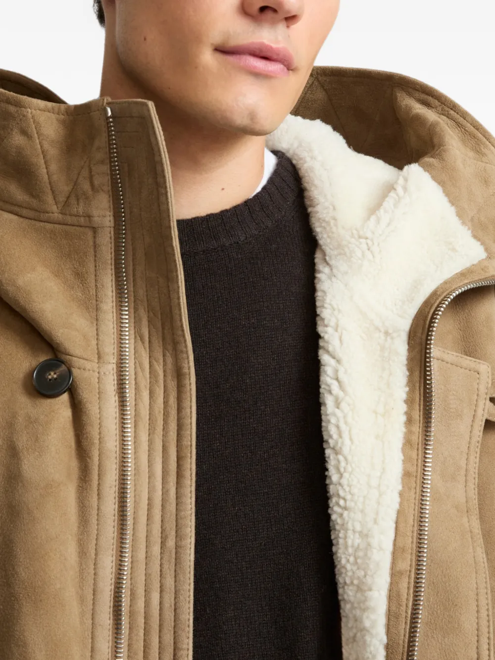 Yves Salomon Parka met capuchon Beige