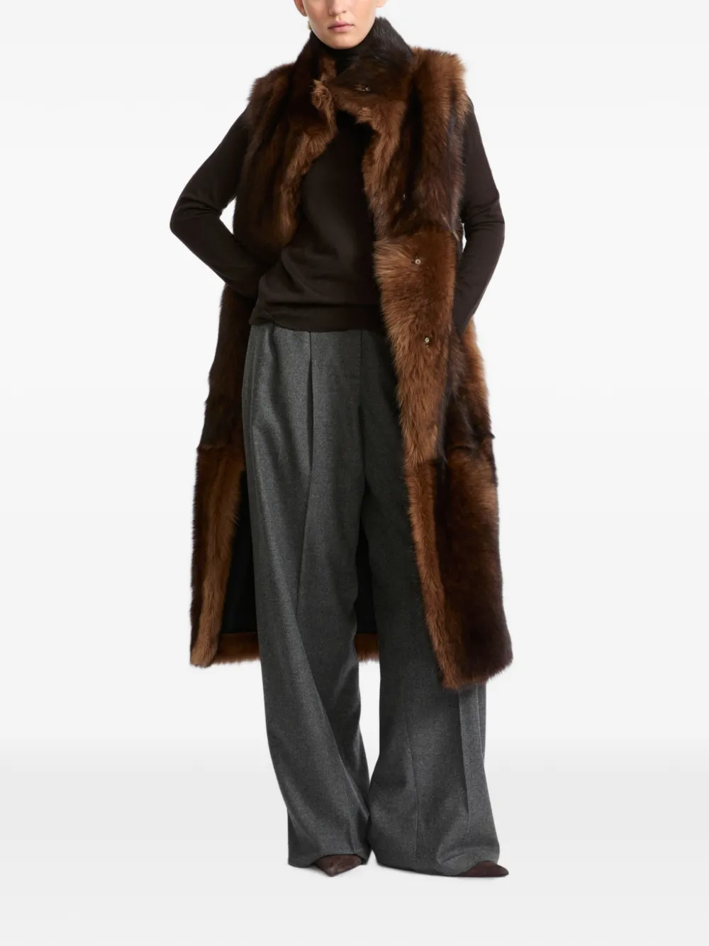 Yves Salomon Toscana lammy bodywarmer Bruin