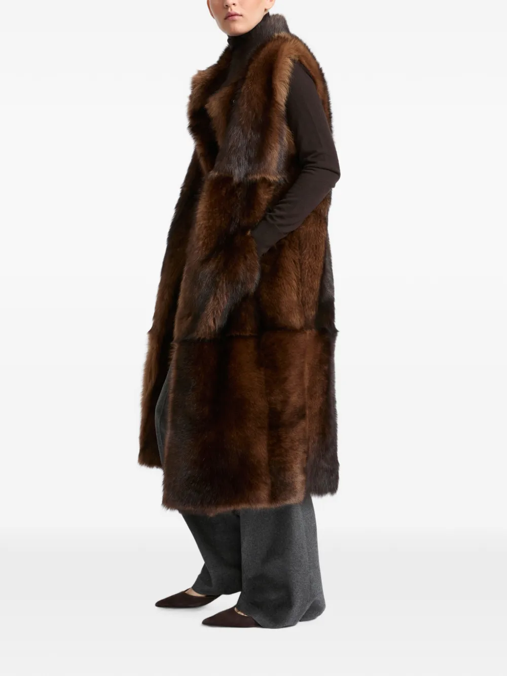 Yves Salomon Toscana lammy bodywarmer Bruin