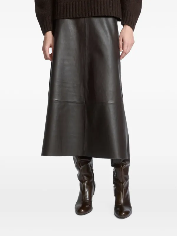 Yves Salomon Lambskin Leather Maxi Skirt in Black