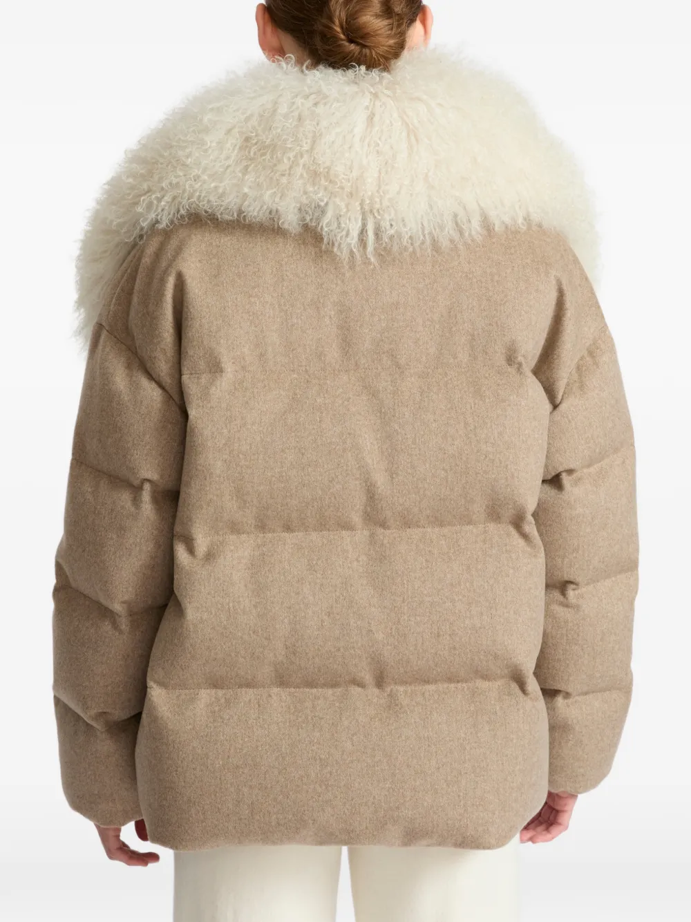 Yves Salomon Parka met lammy kraag Beige