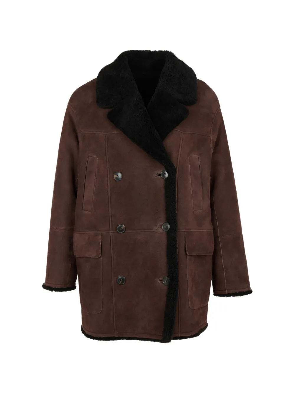 Yves Salomon double-breasted shearling peacoat