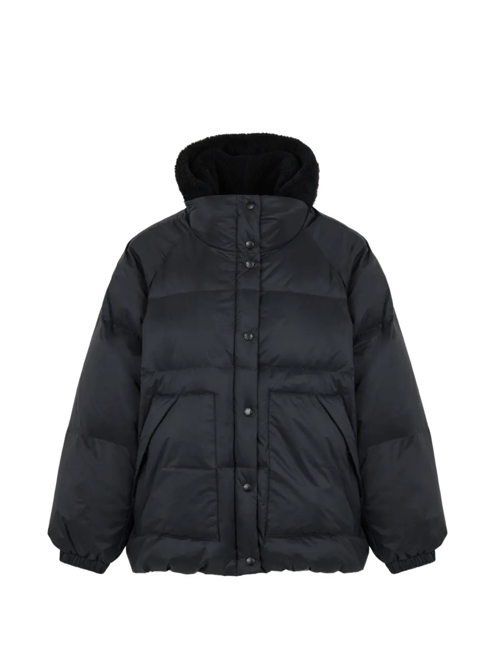 Yves Salomon shearling-panel down coat - Nero