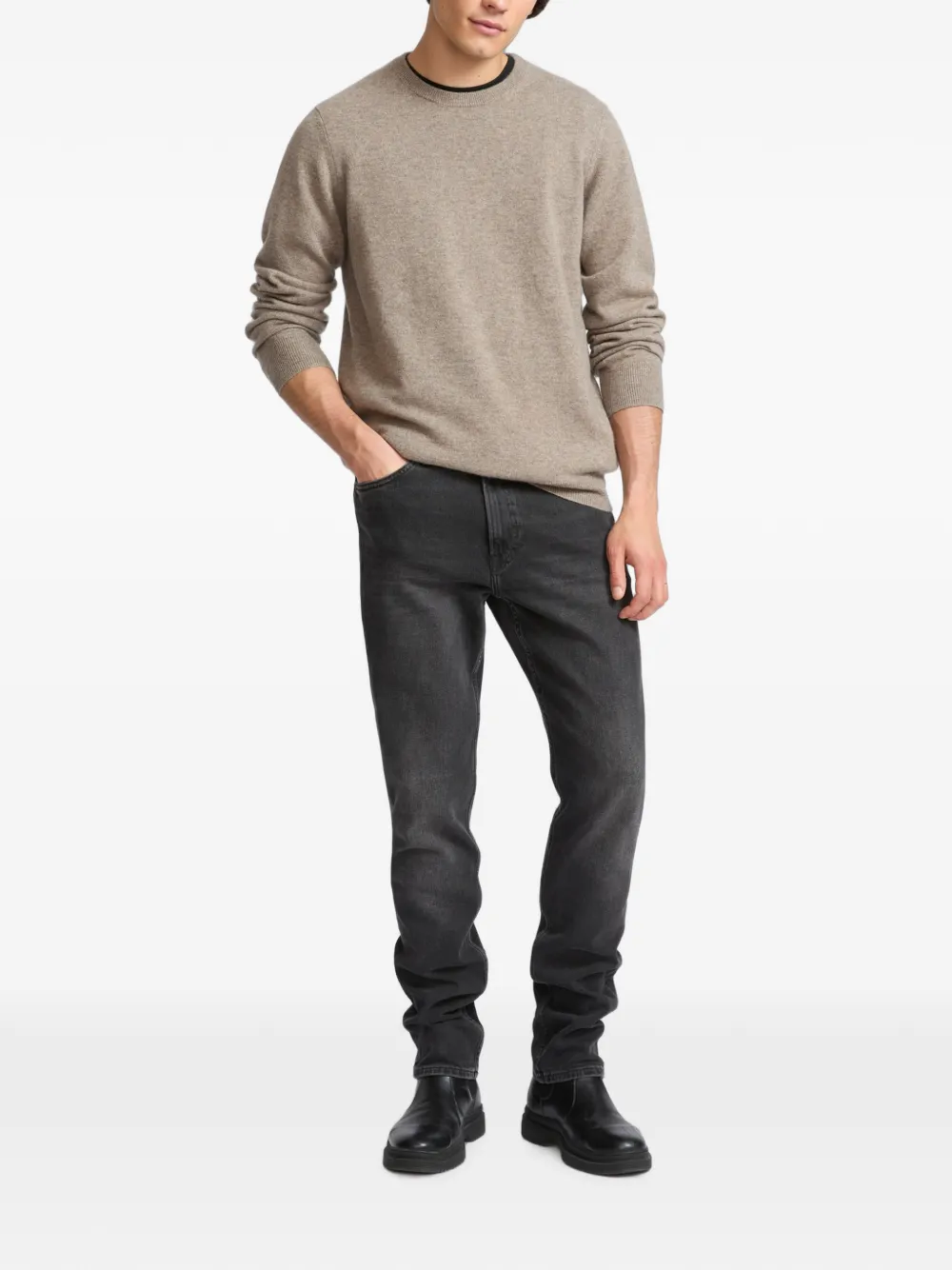 Yves Salomon Kasjmier trui met ronde hals Beige
