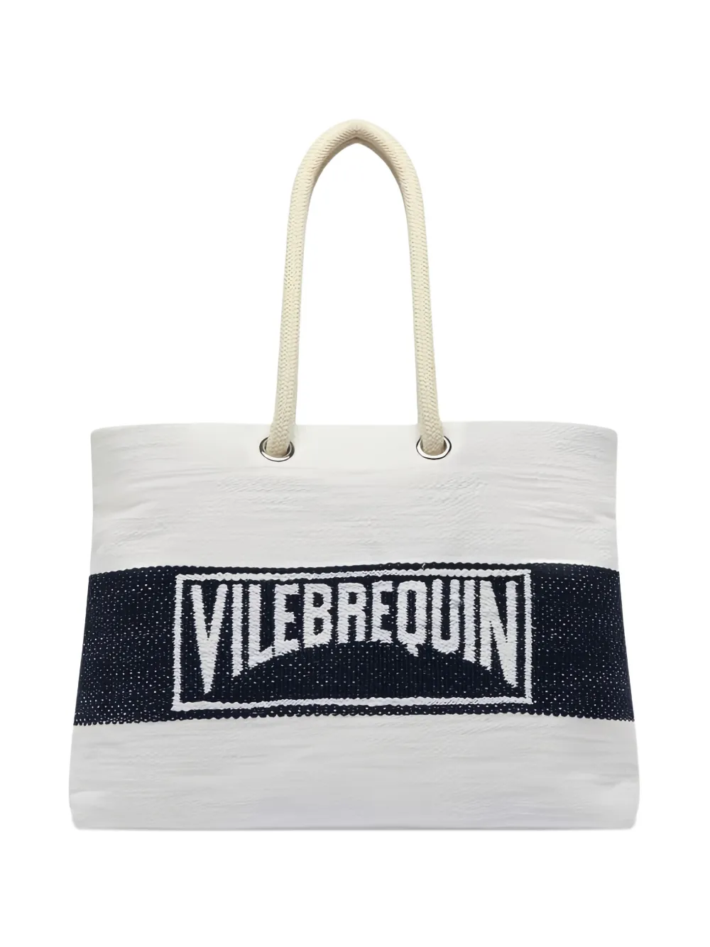 Vilebrequin logo-embroidered striped beach bag - Weiß