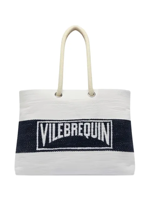 Vilebrequin logo-embroidered striped beach bag