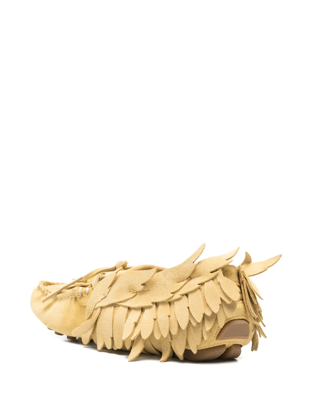 Alberta Ferretti feather-detail fringed shoes Geel