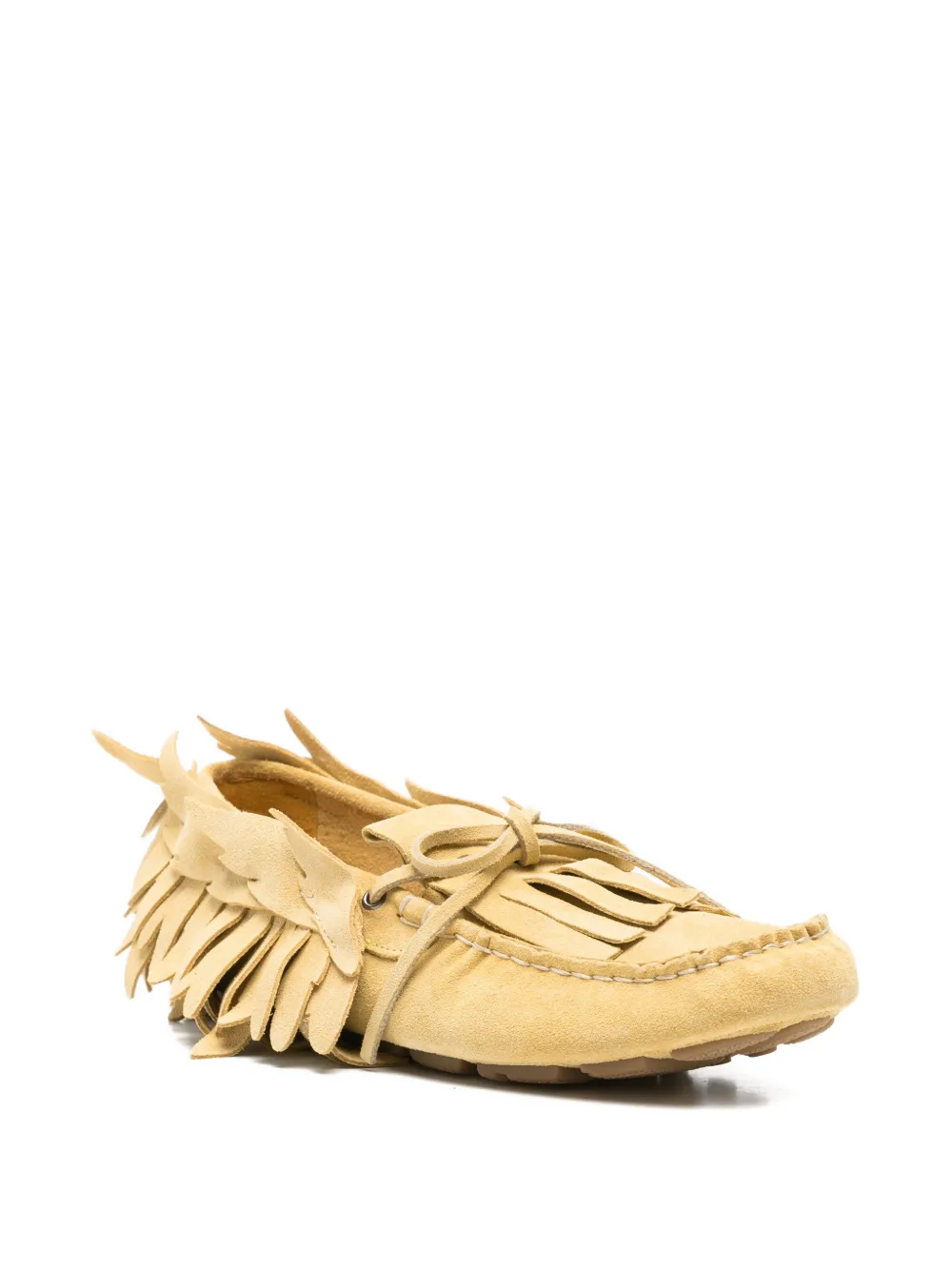 Alberta Ferretti feather-detail fringed shoes Geel
