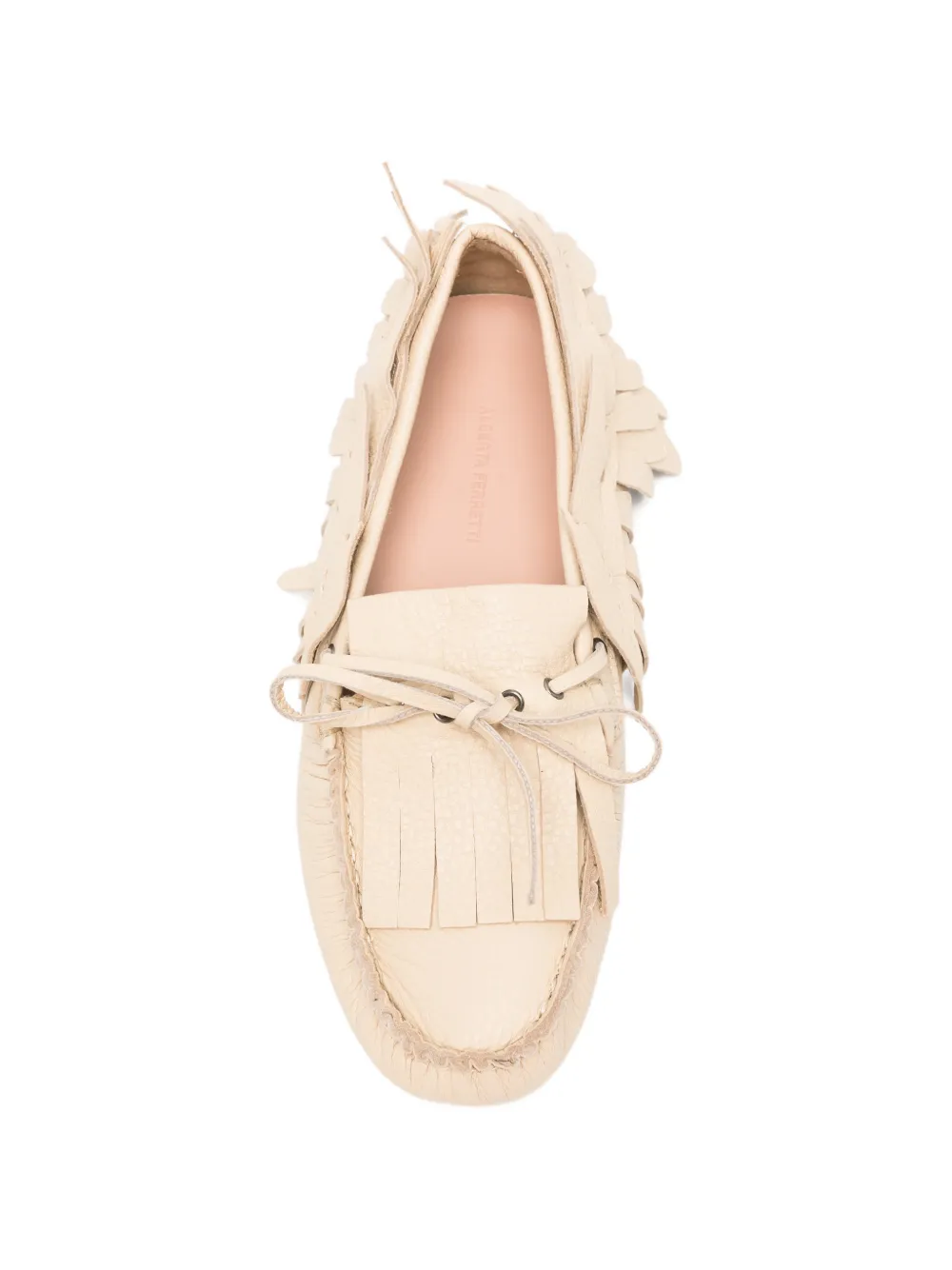 Alberta Ferretti feather-embellished fringed shoes Beige