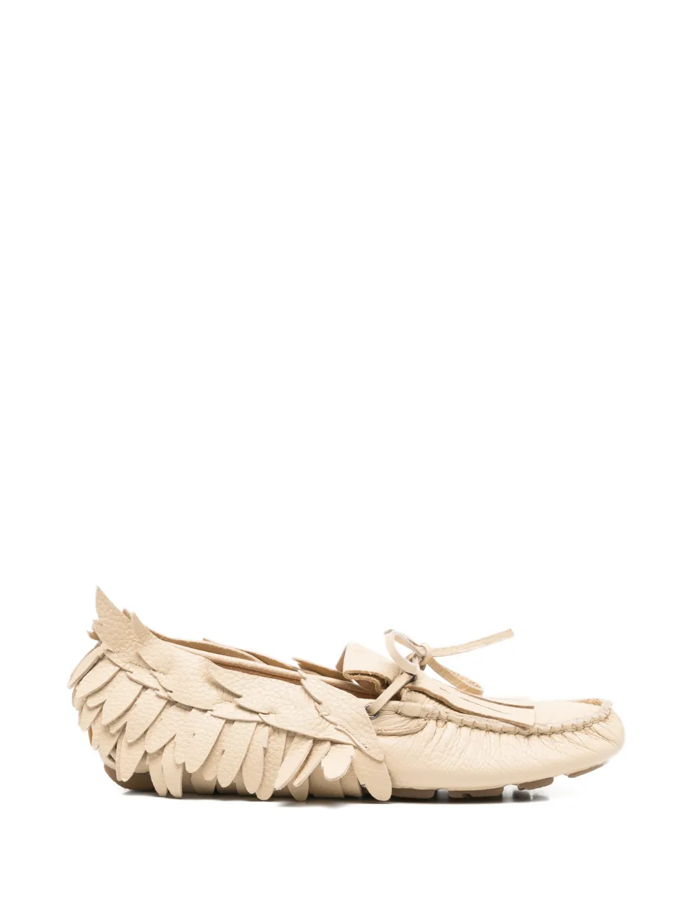 Alberta Ferretti feather-embellished fringed shoes - Toni neutri