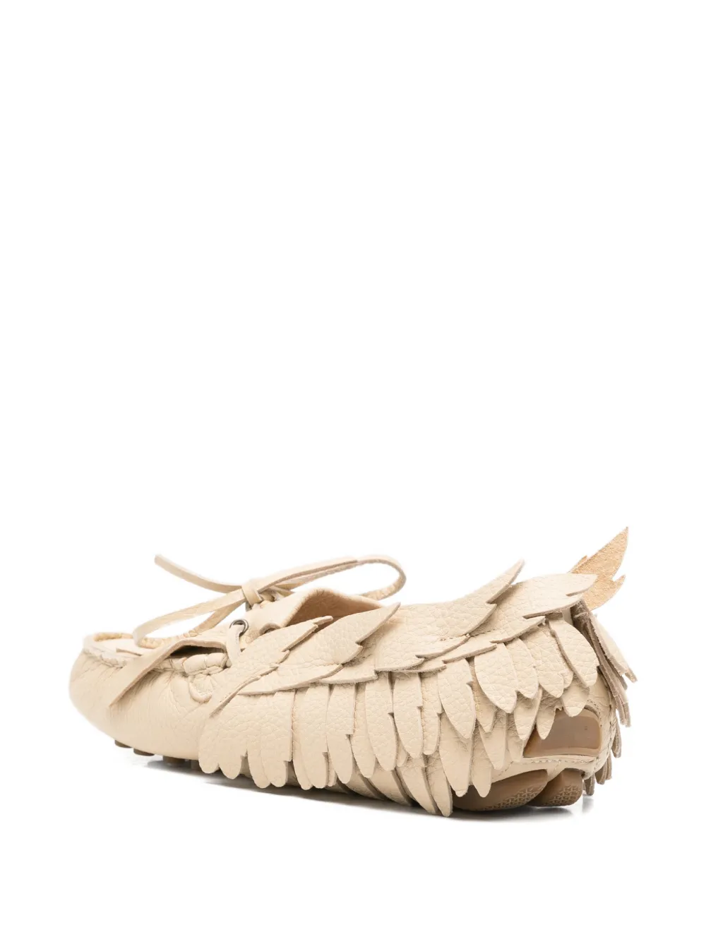 Alberta Ferretti feather-embellished fringed shoes Beige