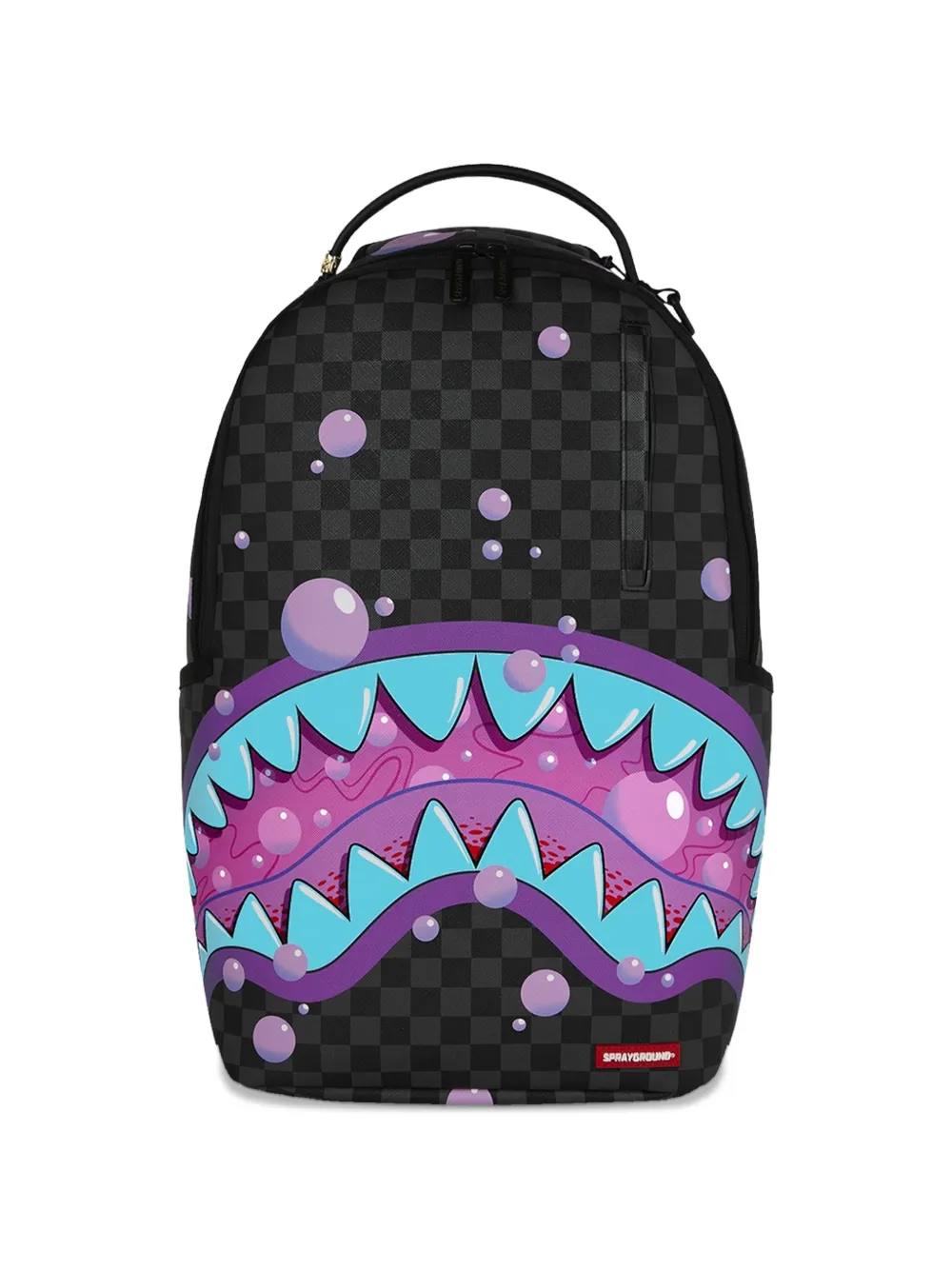 sprayground kid Shark Mouth checkered backpack - Nero