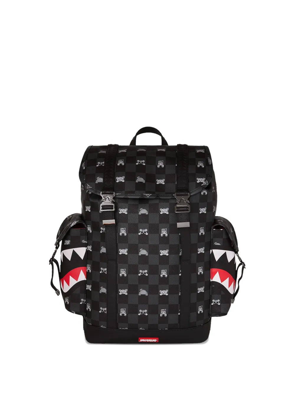 sprayground kid Shark Mouth checkered backpack - Nero