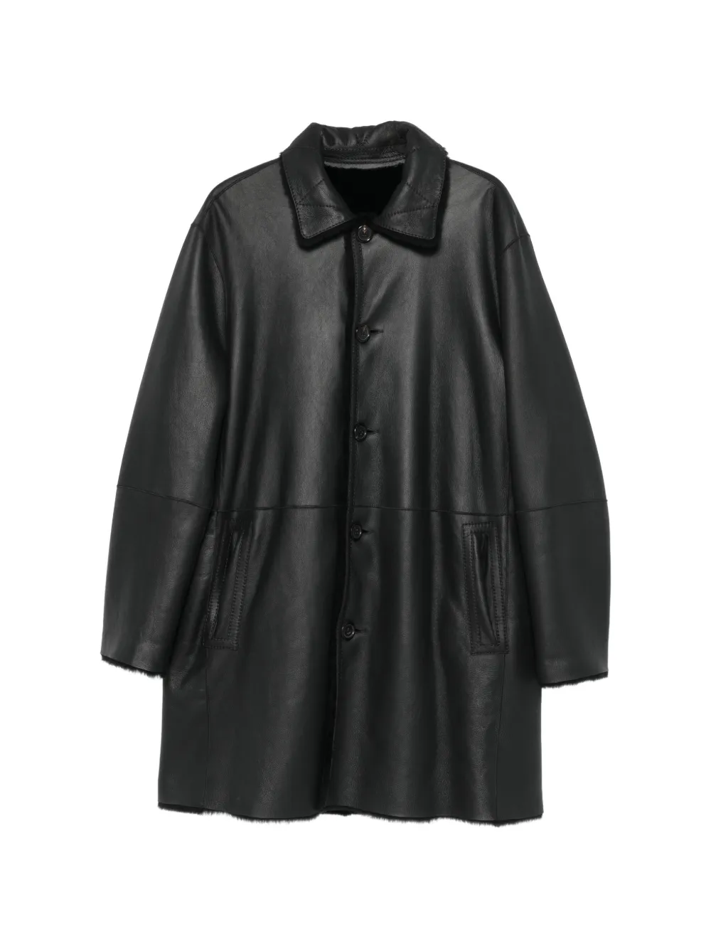Desa 1972 long-sleeve leather coat - Nero